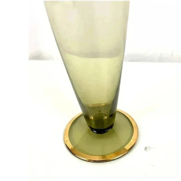 Antique Hand Painted Floral with Gold Trim Glass Bud Vase 8" - Picture 5 of 16